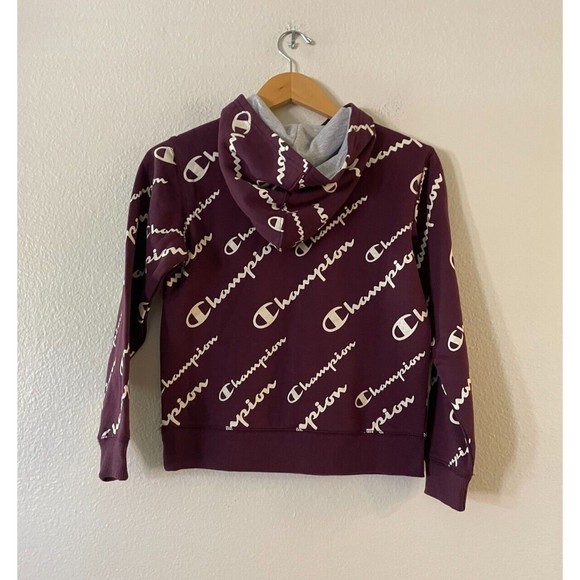 Champion Kids Boys All Over Print Fleece Hoodie Sweatshirt Size M Purple NWT - Picture 3 of 10
